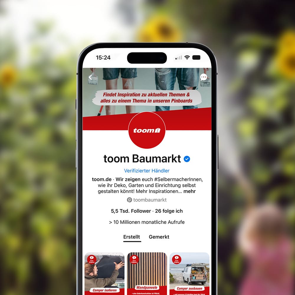Screenshot des Pinterest-Profils von toom Baumarkt